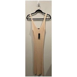 LULUS Bodycon Cream V-Neck Dress